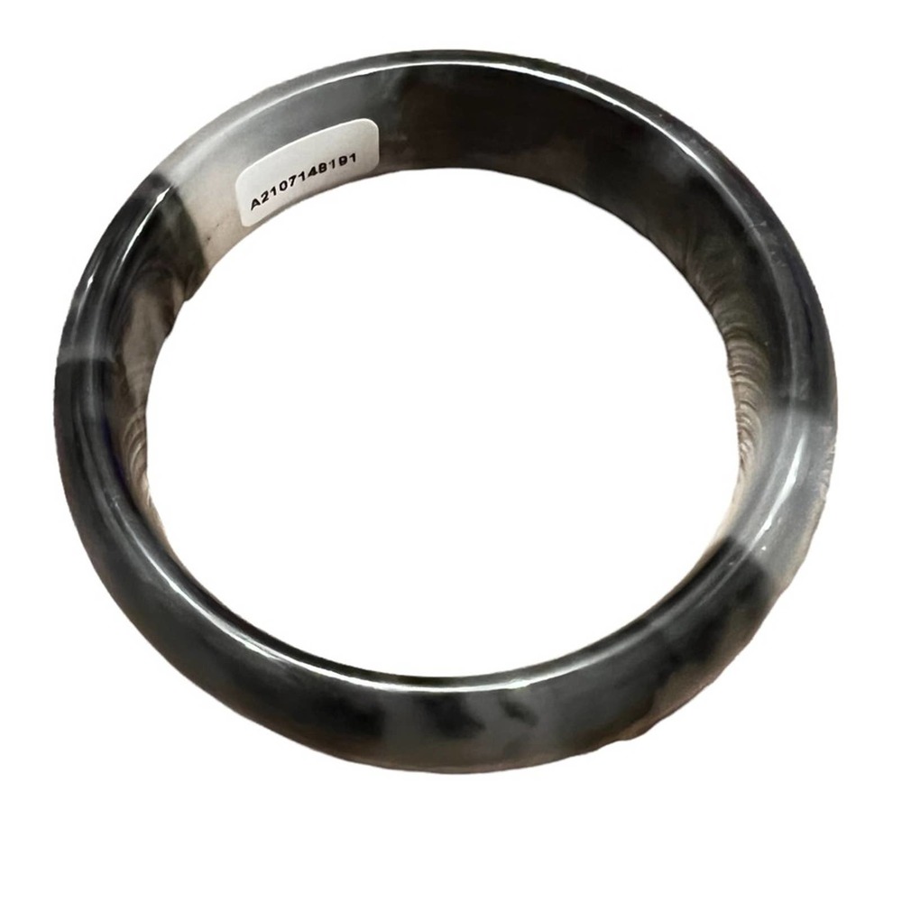 Certified Black Ice Jade Bangle Bracelet. Jadeite. 55.5mm